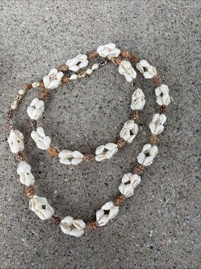4-Handcrafted Ivory and Gold Shell Necklace - Women Jewelry
